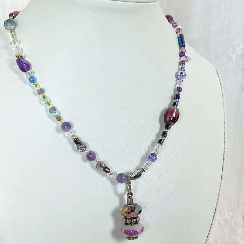Artisan Beaded Necklace/Choker with Ceramic Pendant Host Pick - Picture 3 of 8